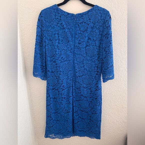 Ralph Lauren Blue Sheath Dress 3/4 Sleeve Crew Neck - Picture 7 of 11